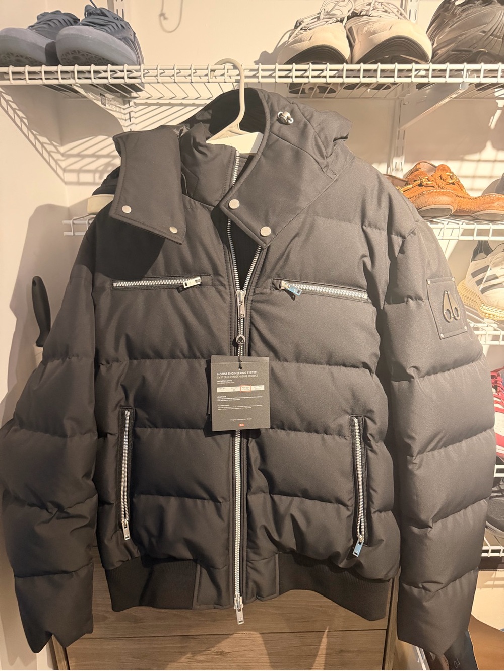 NWT Moose Knuckles Men's Black Cloud Quilted Boerum Bomber